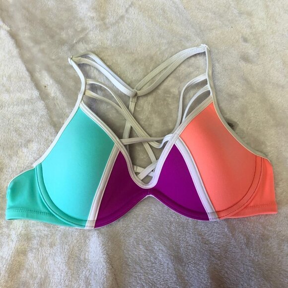 Victoria's Secret PINK Strappy Front T Back Cage Bikini Top Size X-Small - Picture 4 of 8